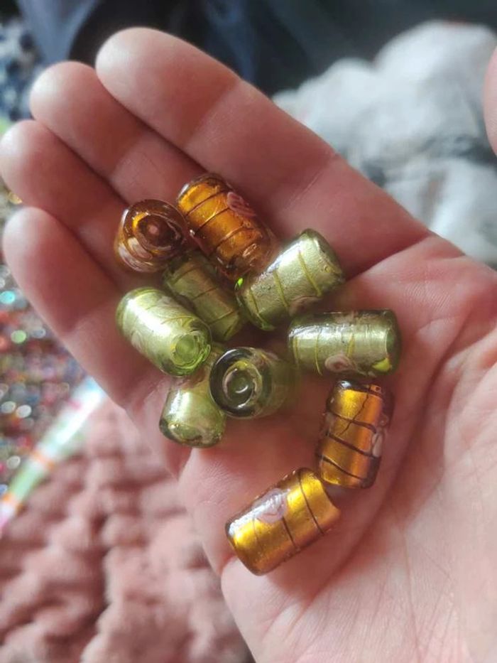 10 grosses perles en verre et argentées à l'intérieur - photo numéro 2