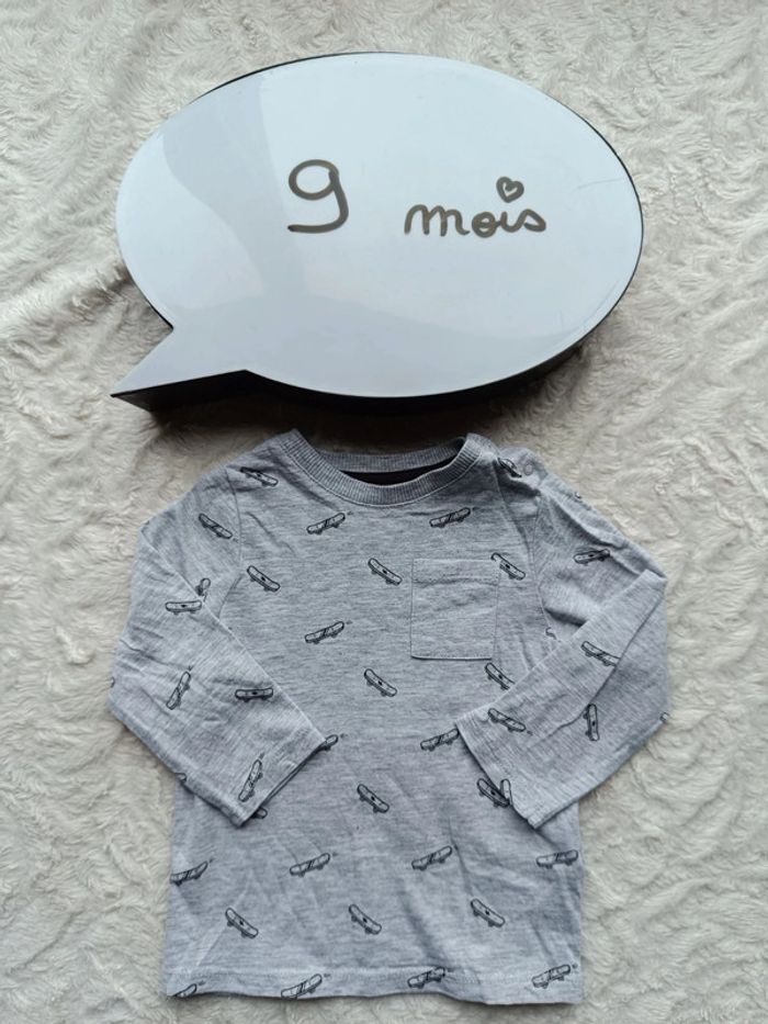 Tee shirt chemise manches longues Garçon 9 mois skateboard Kiabi