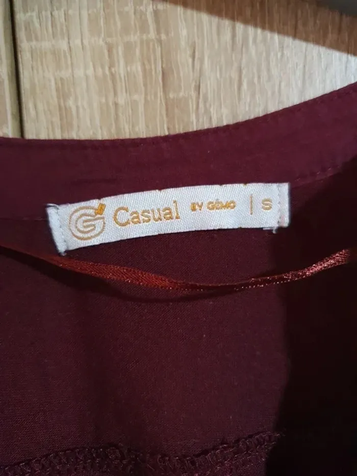 Blouse bordeaux manche 3/4 - Taille S - photo numéro 3