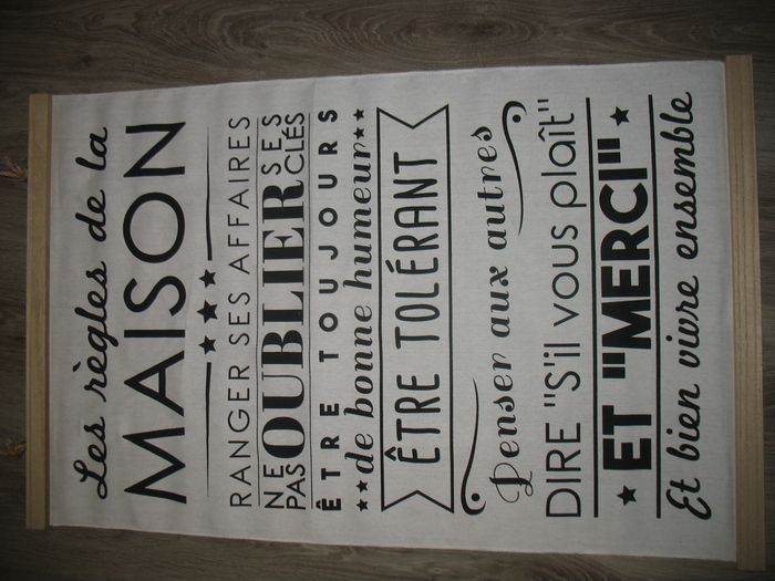 TABLEAU EN TISSU "LES RÈGLES DE LA MAISON" - 50 x 80 cm - N°18 - photo numéro 2