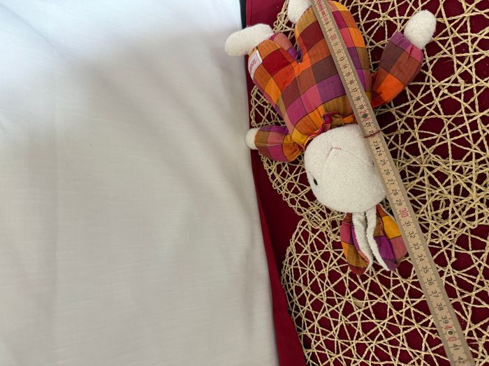 doudou lapin vintage carreaux bordeaux, orange - photo numéro 4