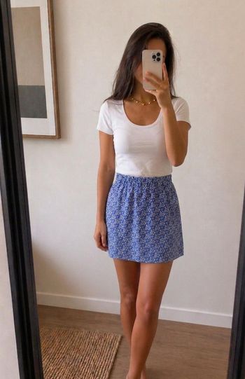 Jupe fleurie bleue Pimkie
