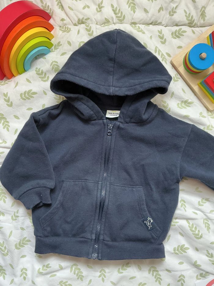 gilet zippé à capuche marine 6 mois tape à l'oeil - photo numéro 3