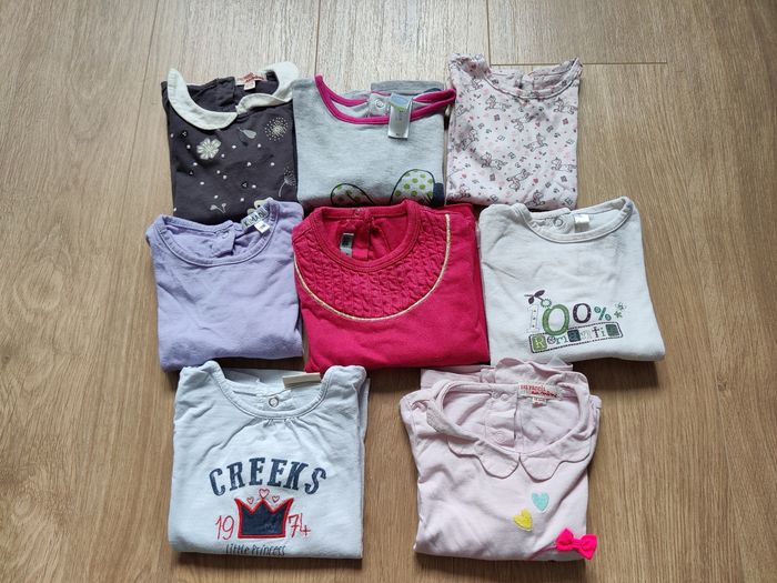 Lot t-shirts manches longues fille 18 mois