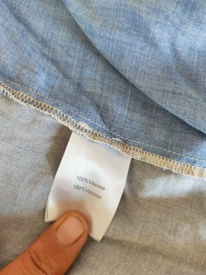 Chemise Bensimon femme L – Viscose fluide – Patchwork géométrique bleu / beige / taupe - photo numéro 4