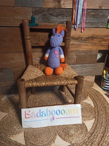 Peluche cheval laine fait main tricot tbe