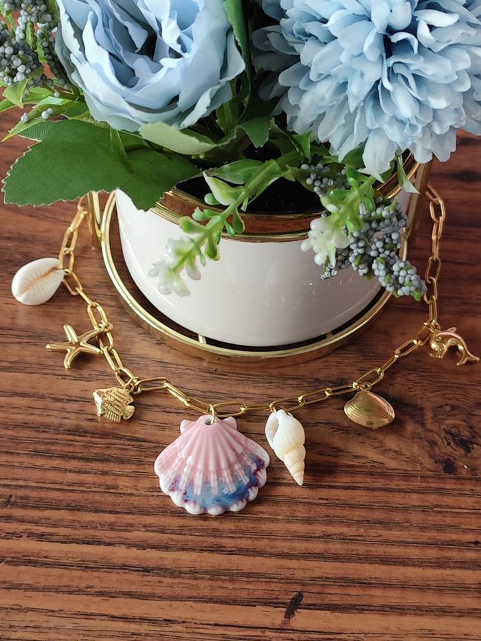 Collier coquillage rose ✅ - photo numéro 2