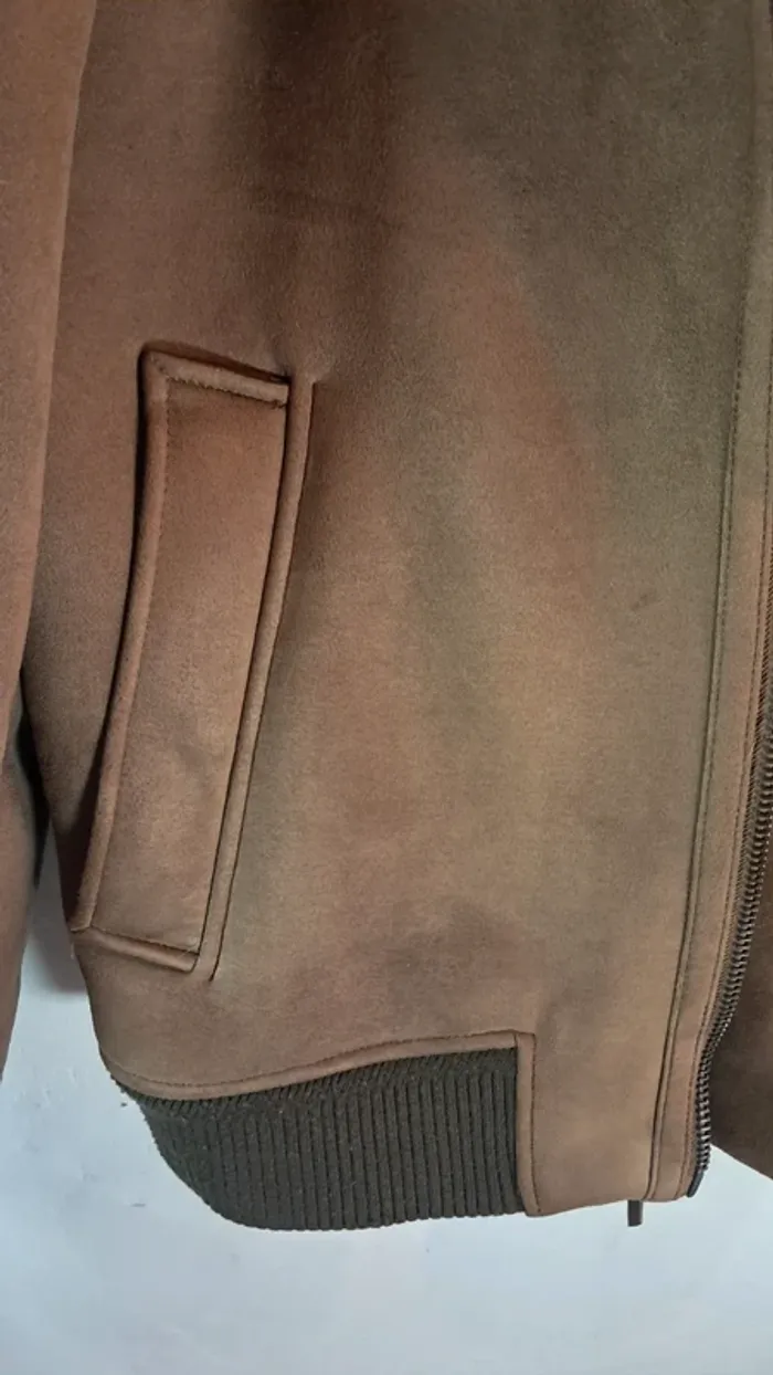 Blouson aviateur effet suédé marron – MNG Man – M - photo numéro 3