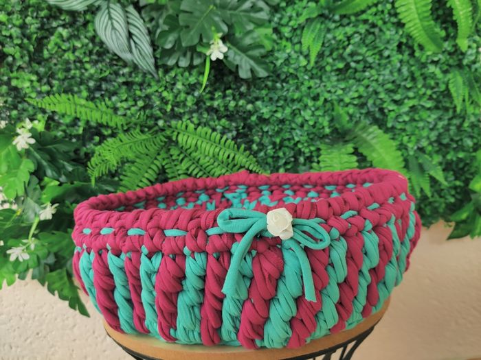 Gros panier de rangement rond en Trapilho