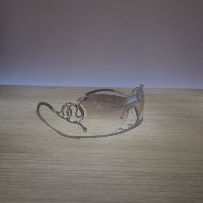 Lunettes de Soleil Serpent Transparent - Y2K Vintage 90s-2000s - Unisexe Sunglasses - Verres Teintés  Blanc
