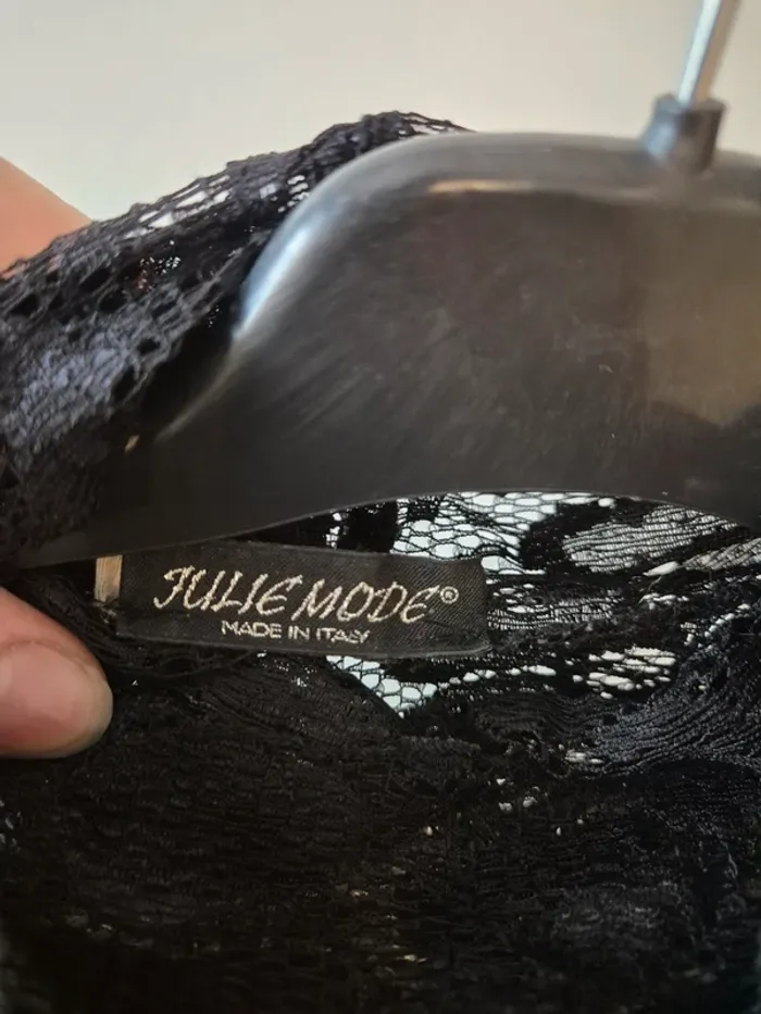 Blouse noire transparente à dentelle avec col - photo numéro 5