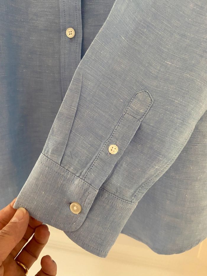 Chemisier lin et coton bleu clair Banana Republic taille M - photo numéro 6