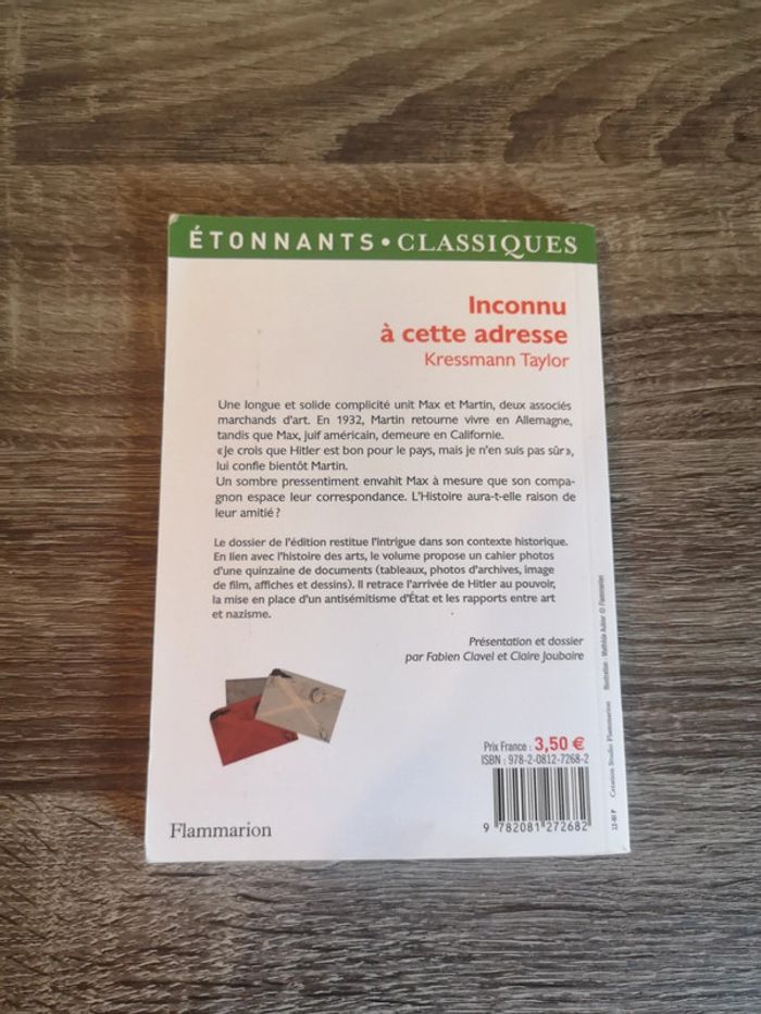 Livre Inconnu à cette adresse de Kressmann Taylor - photo numéro 2