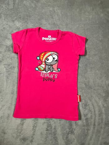 T-shirt fille perucho rose – motif "Inka's Puppy", taille 4 ans