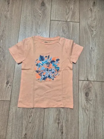 Tee-shirt MC gémo abricot "gecko" 4 ans en très bon état