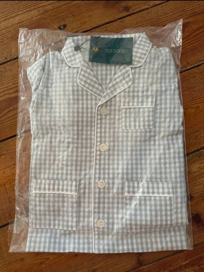 NEUF Gocco pyjama été léger 2 pièces carreaux Vichy 1 an 12-18 mois short chemise - photo numéro 3