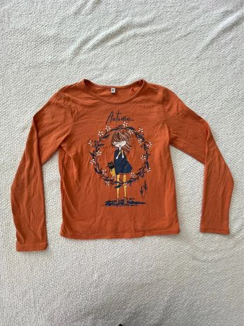 T-shirt manches longues fille orange Ma boutique plus 8 ans
