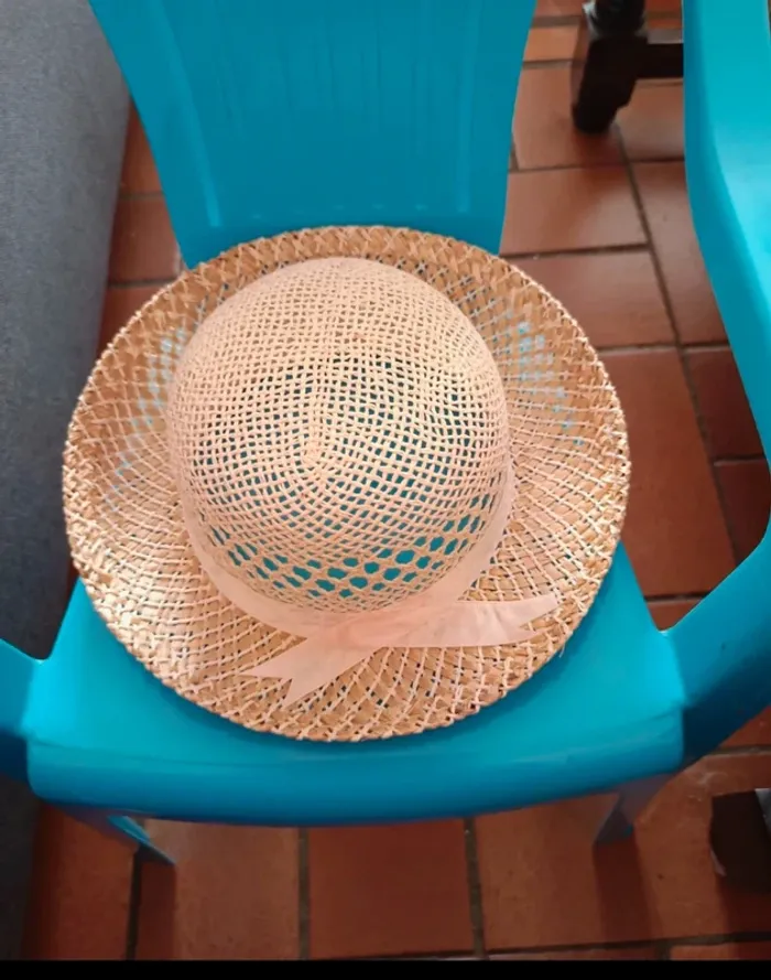 Chapeau crochet et paille taille 50 cm - photo numéro 2