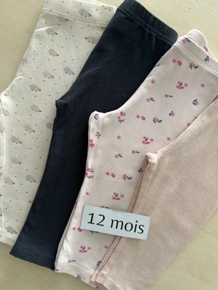 Lot de 4 leggings fille 12 mois 74 cm - photo numéro 2
