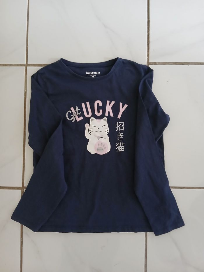 Pull fin en coton fille taille 10 ans marque inextenso  couleur marine,blanc,rose - photo numéro 7