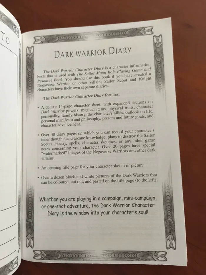 Livret sailor moon dark warrior character diary vierge - photo numéro 3