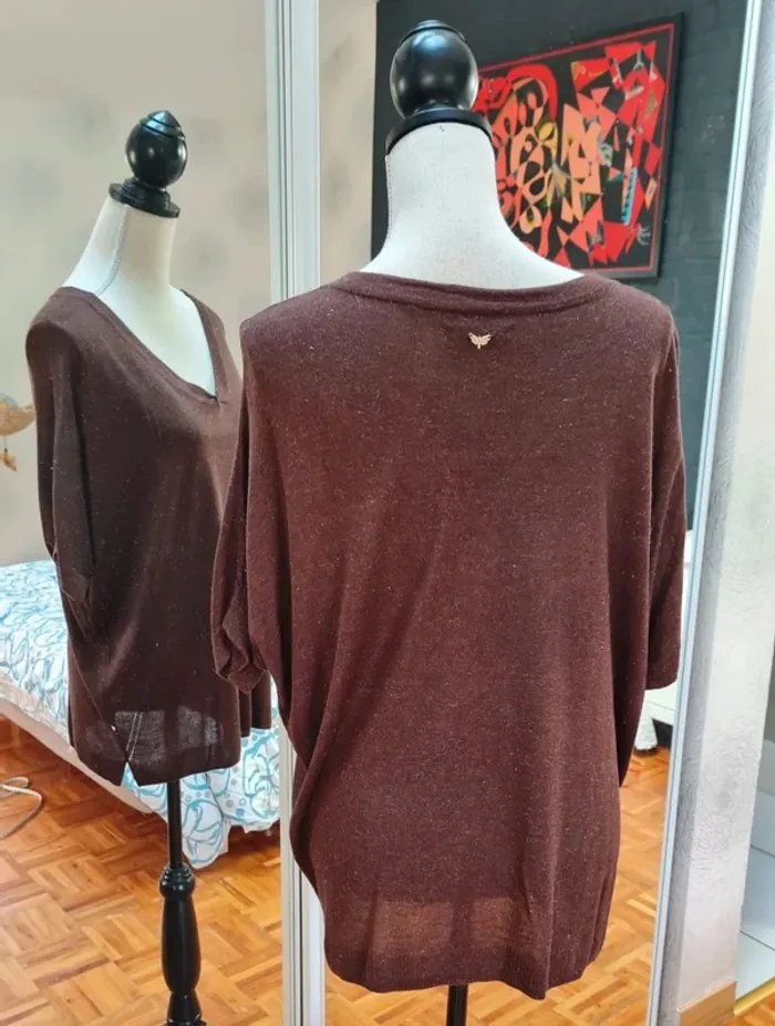 Top maille fibres dorée LBP T38/40 - photo numéro 5