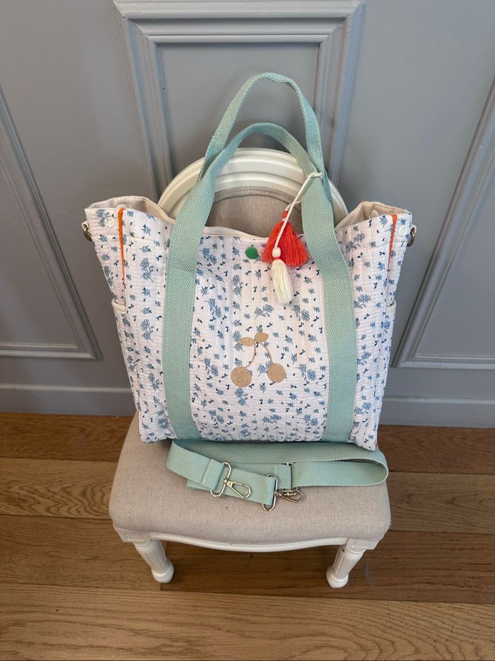Grand sac à langer Cerise en gaze de coton