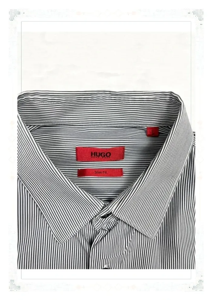 Hugo Boss chemise à rayures bleu et blanc coton homme L - photo numéro 5