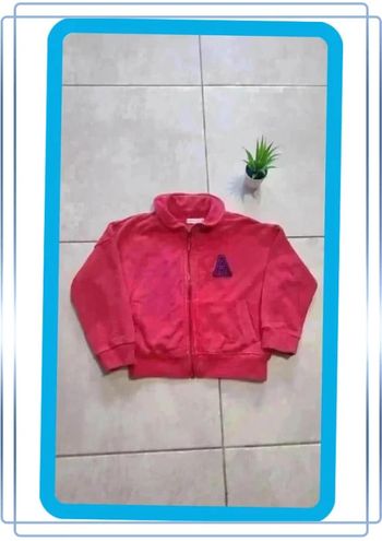 🌟 Chic et confortable : Superbe sweat zippé rouge en coton "Storytelling" taille 5 ans 🌟