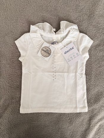T-shirt Absorba Blanc avec Cristaux Swarovski - Taille 9 mois - Neuf avec Étiquette