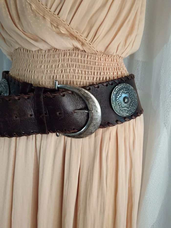 Richard Gampel | ceinture large cuir marron | t. 85 - photo numéro 3