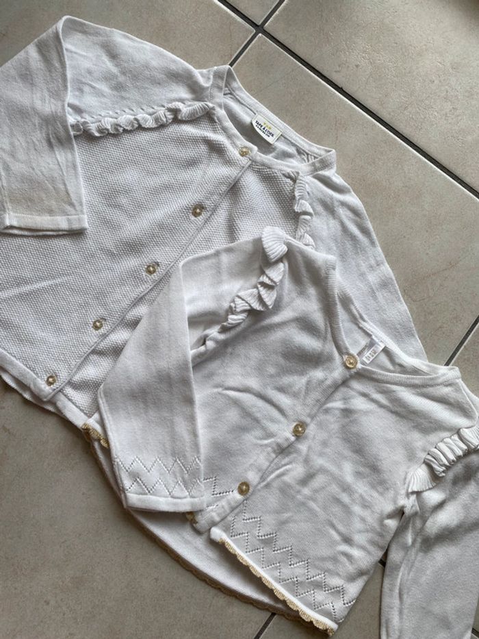 Lot de 2 gilets cardigans blanc fille 23 mois