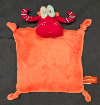 Doudou plat taureau orange et rouge- Orchestra
