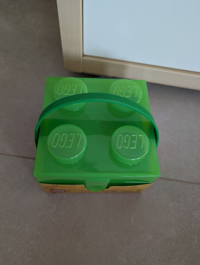 LEGO Brique boîte à lunch avec poignée, transparente - Plastique - Verte - photo numéro 2
