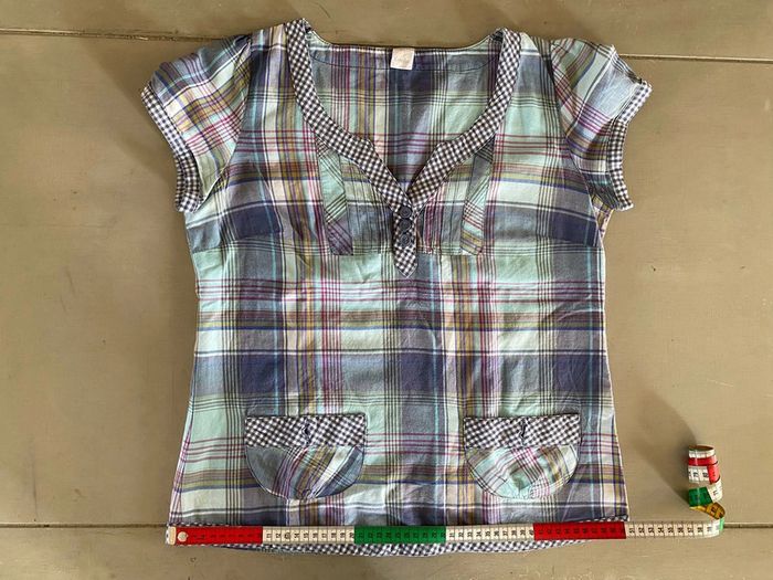 Blouse Camaïeu bleue à carreaux taille 40 - photo numéro 13