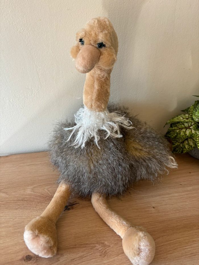 Superbe peluche autruche beige gris gund 42 cm - photo numéro 2