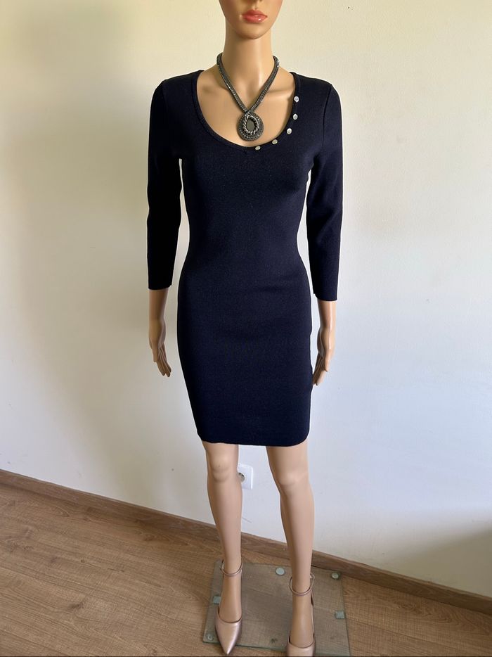 Robe bleue marine pailletée neuve Morgan taille S - photo numéro 3