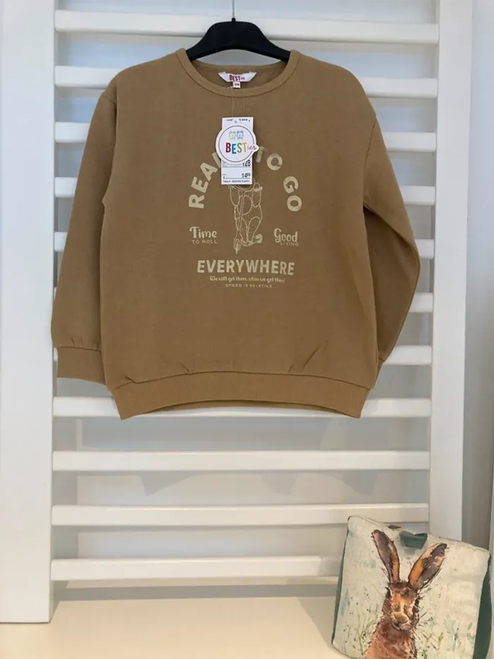 8 ans - Sweat doux fin écriture ready to go - neuf avec étiquette