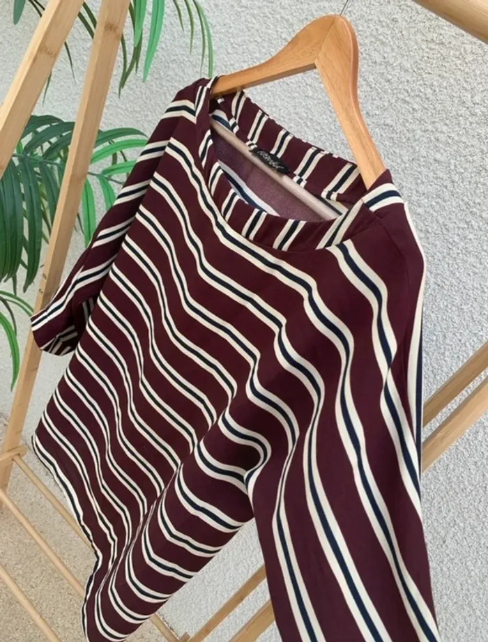 Blouse à rayures bordeaux - photo numéro 3