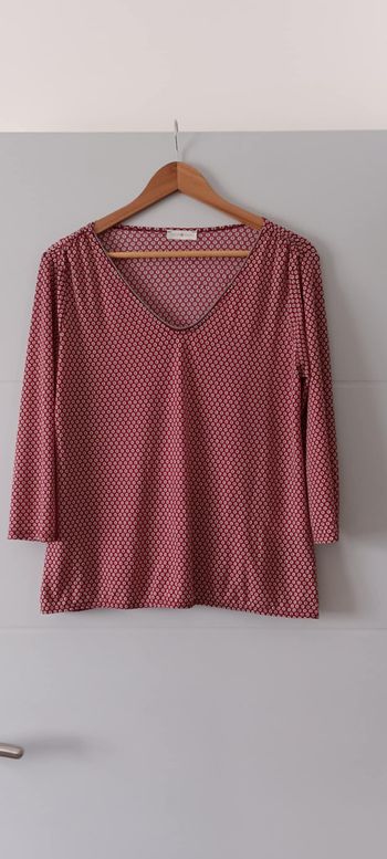 Blouse imprimée col V manches 3/4 "Cache Cache" Taille 2