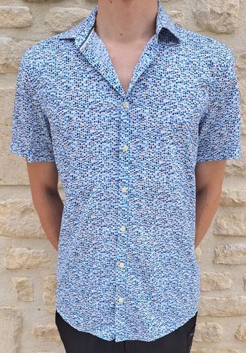 Chemise à manches courtes à pois taille S Olymp Level Five