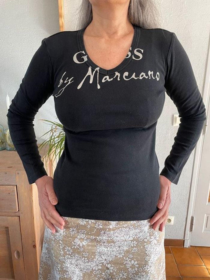 tee-shirt manches longues Guess noir