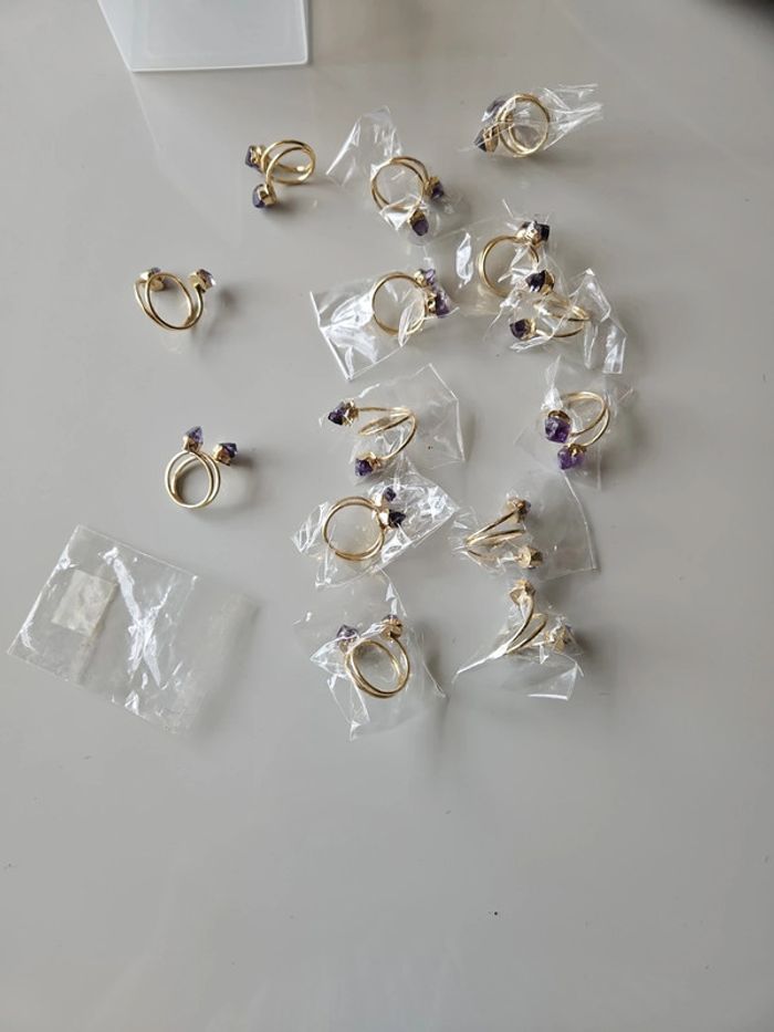 Bague ajustable Améthyste doré - photo numéro 4