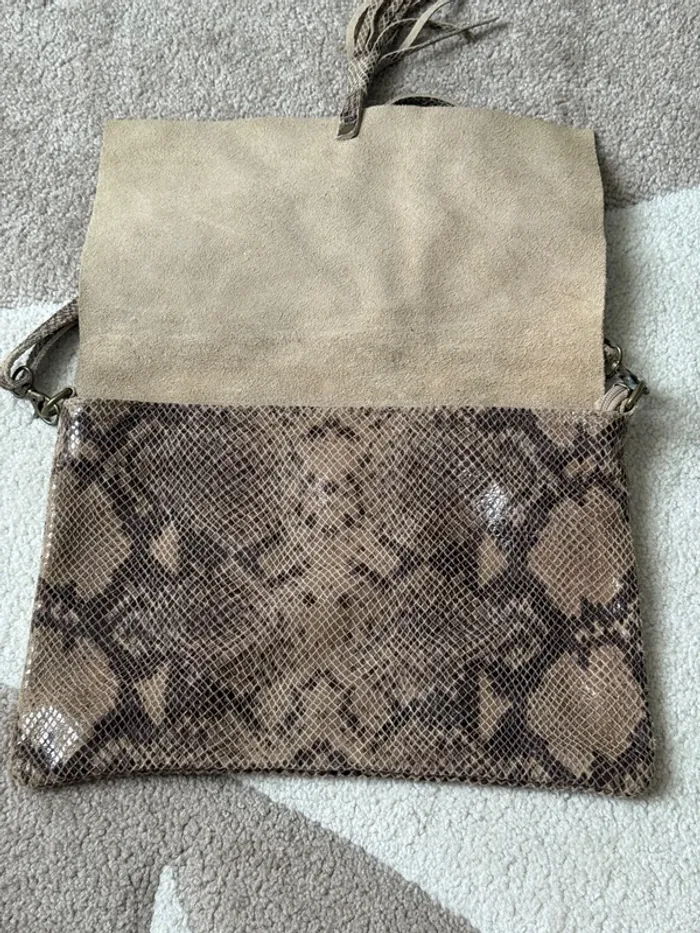 Sac bandoulière cuir effet python – Genuine Leather - photo numéro 2