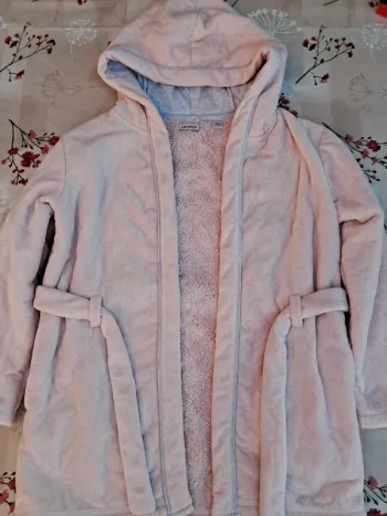 Superbe robe de chambre / peignoir doux, qualité, capuche doublée, ceinture - T 8 ans - Okaïdi