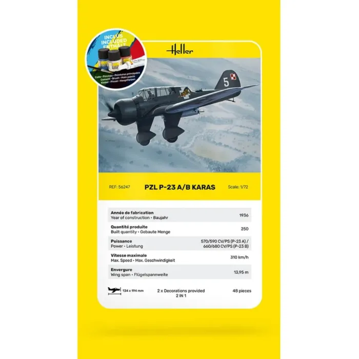 HELLER 56247 maquette starter kit PZL 23 Karas échelle 1/72 - photo numéro 2