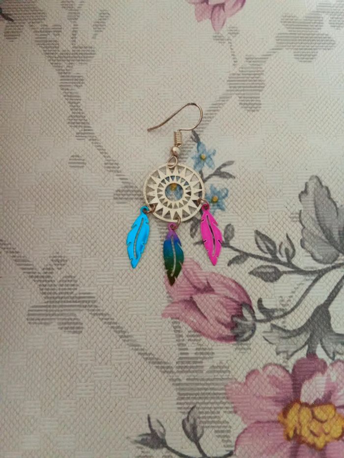 Boucles d'oreilles plumes fantaisie - photo numéro 2