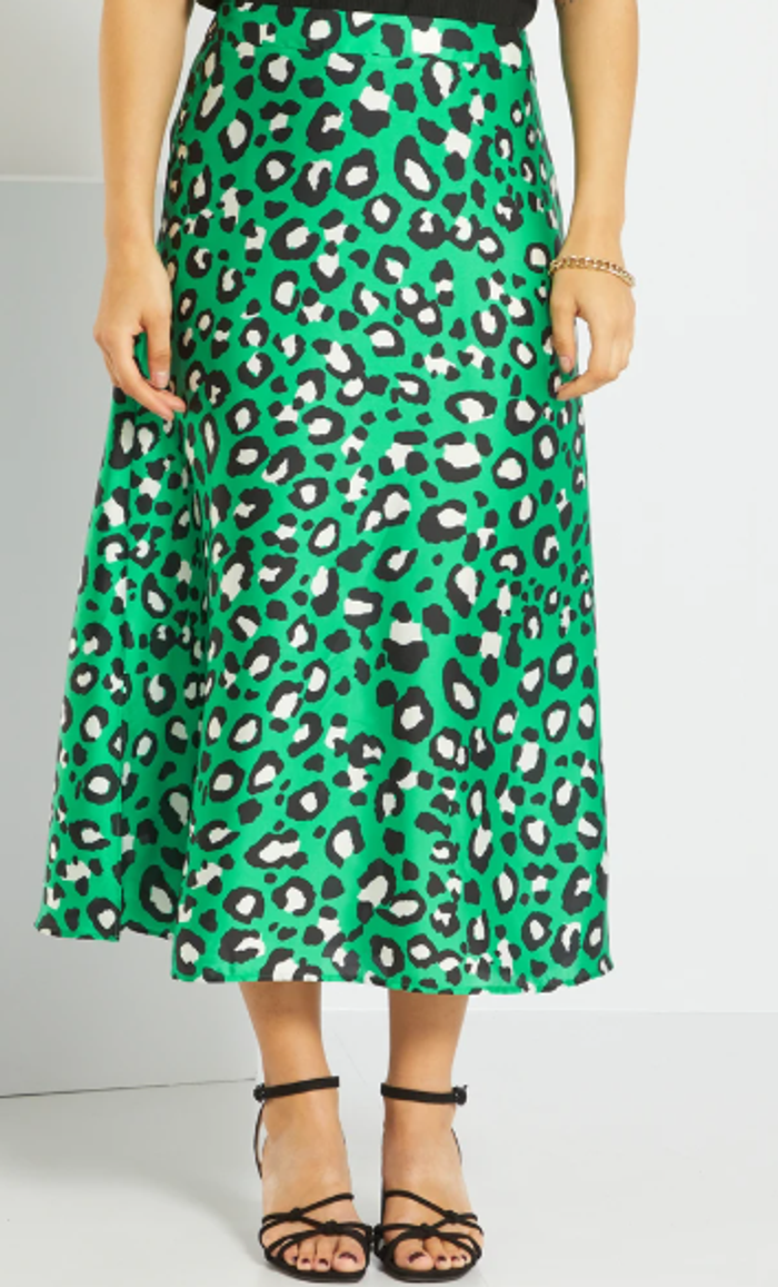 Jupe satinée léopard vert KIABI