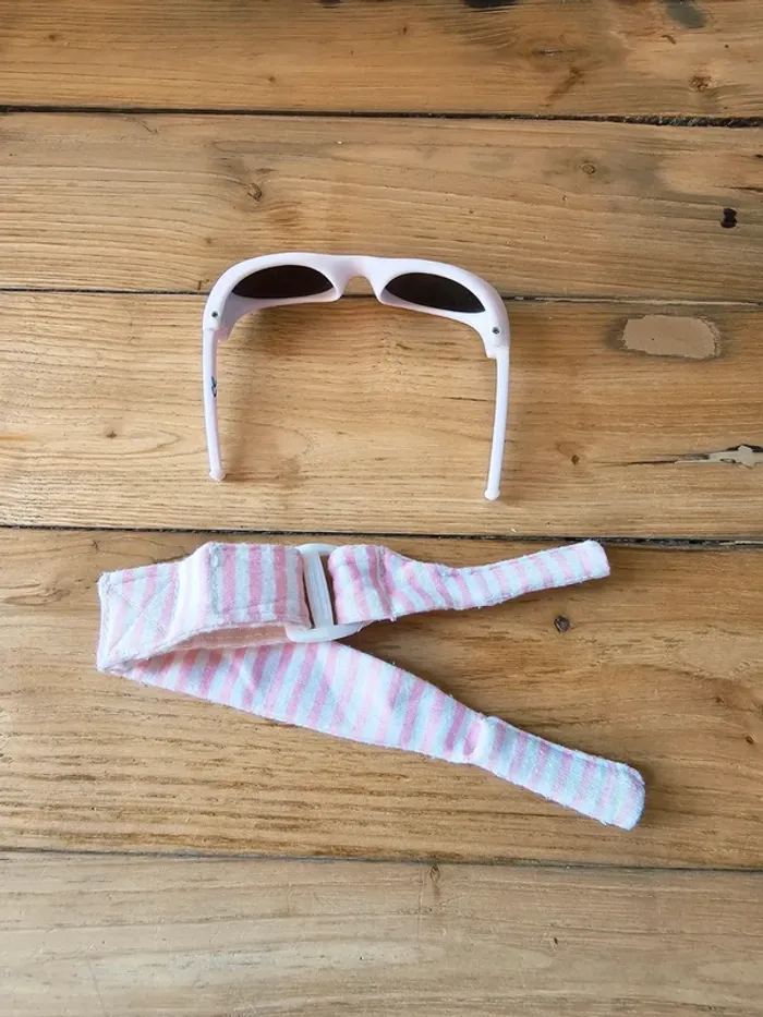 Lunettes de soleil bébé fille béaba nourisson 0 à 6 mois rose et blanc bandeau ajustable - photo numéro 5