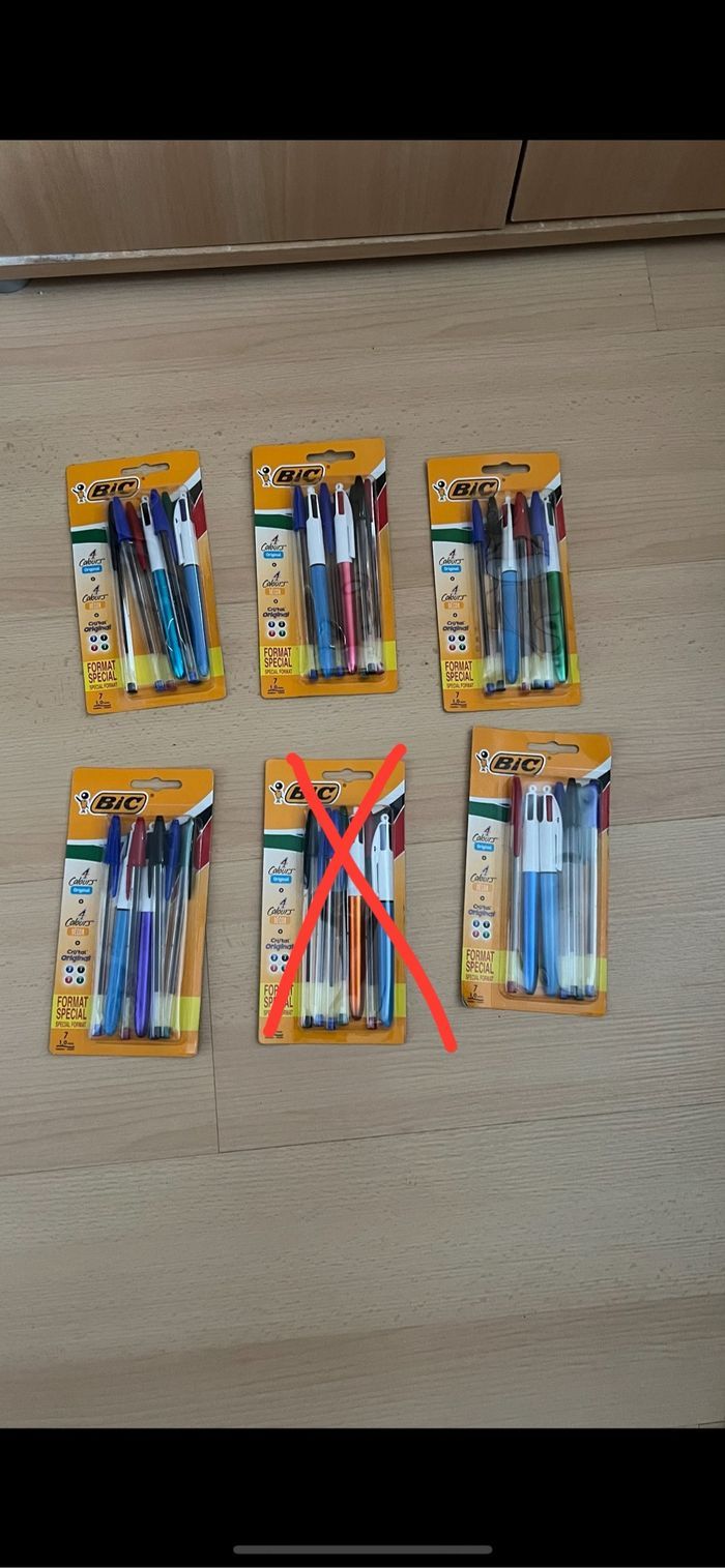 Crayon 4 couleurs + 5 bic Crystal